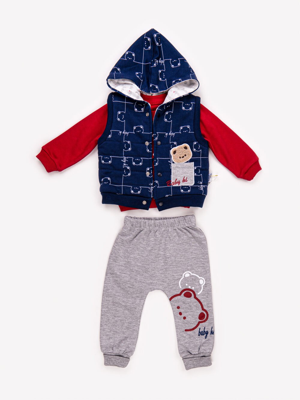 Ensemble 3 Pièces Vêtement bébé Garçon - Veste, Sweat & Pantalon Ourson – Image 2