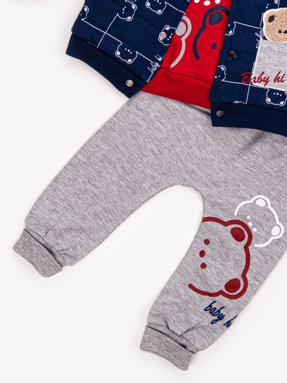 Ensemble 3 Pièces Vêtement bébé Garçon - Veste, Sweat & Pantalon Ourson – Image 4