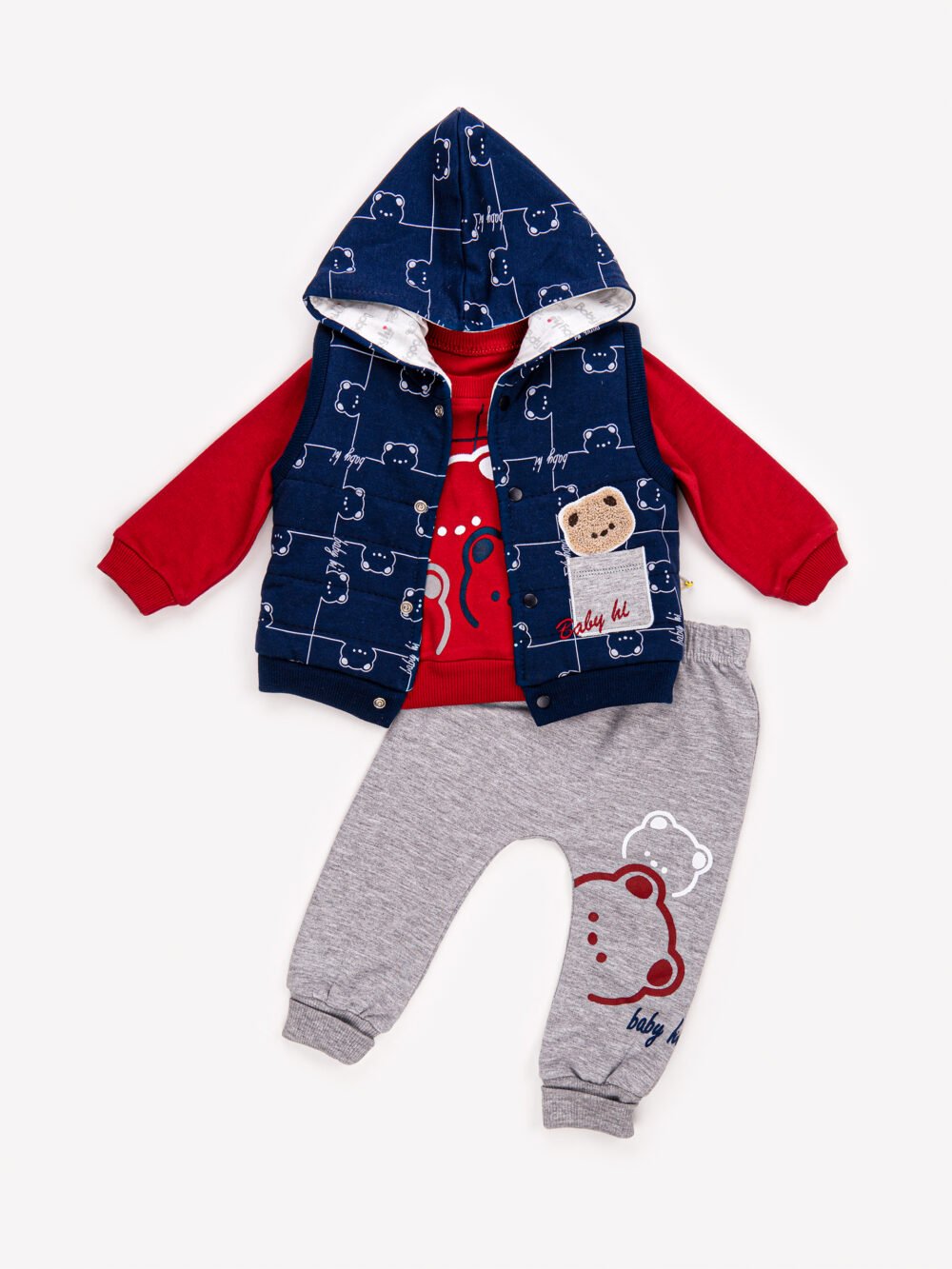 Ensemble 3 Pièces Garçon – Veste, Sweat & Pantalon Ourson