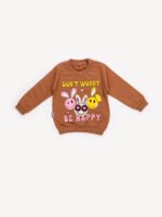 Ensemble 2 Pièces Vêtement bébé Fille - Sweat et Pantalon « Be Happy » (Marron) – Image 5