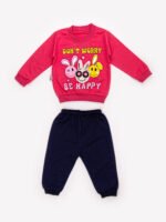 Ensemble 2 Pièces Vêtement bébé Fille - Sweat et Pantalon « Be Happy » (Rose) – Image 3