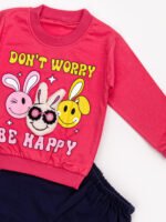 Ensemble 2 Pièces Vêtement bébé Fille - Sweat et Pantalon « Be Happy » (Rose) – Image 2