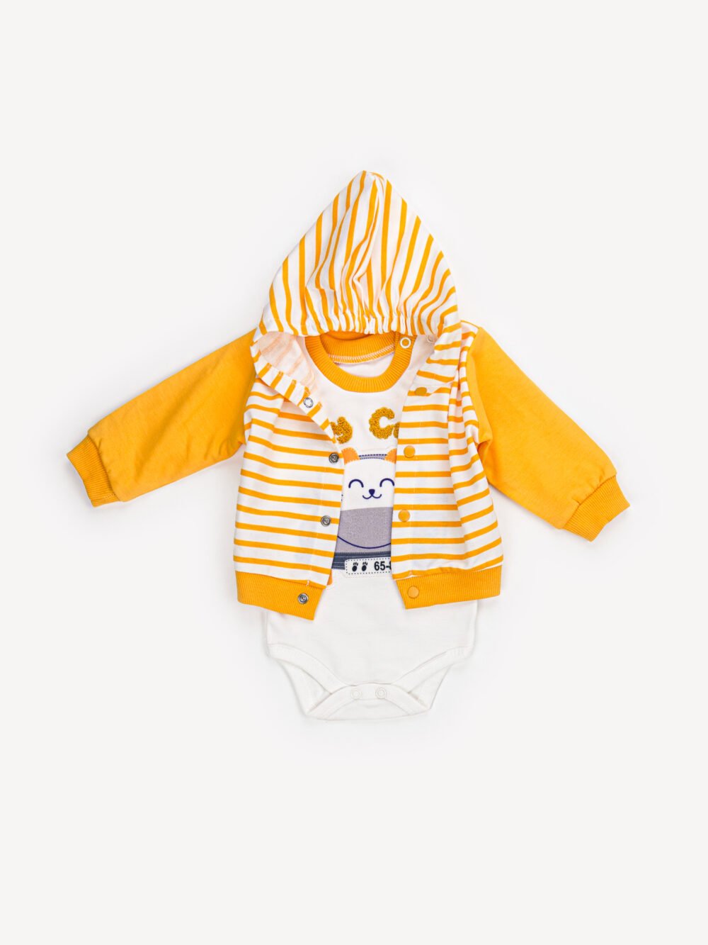 Ensemble 3 Pièces Vêtement bébé Garçon - Cardigan, Body & Pantalon Chat – Image 2