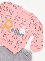 Ensemble 2 Pièces Vêtement bébé Fille - Sweat Rabbit & Pantalon (Pêche) – Image 3