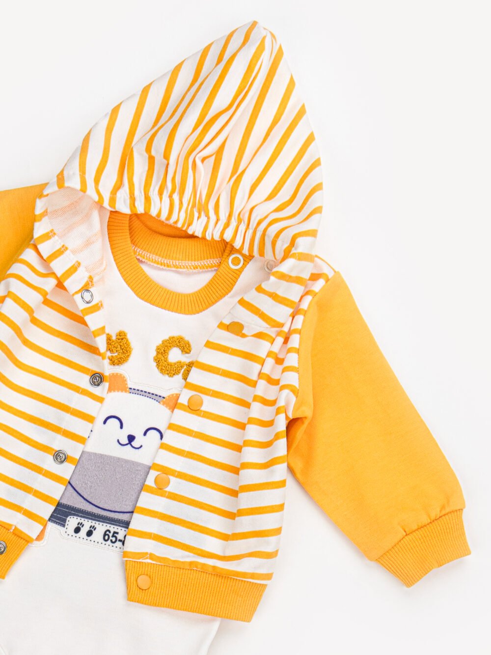 Ensemble 3 Pièces Vêtement bébé Garçon - Cardigan, Body & Pantalon Chat – Image 4