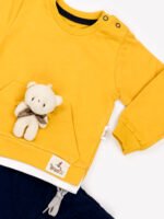 Ensemble bébé Garçon 2 Pièces - Sweat Ours Peluche et Pantalon (Jaune) – Image 2
