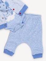 Ensemble 3 Pièces Garçon - Cardigan, Body & Pantalon Éléphant (Bleu) – Image 3