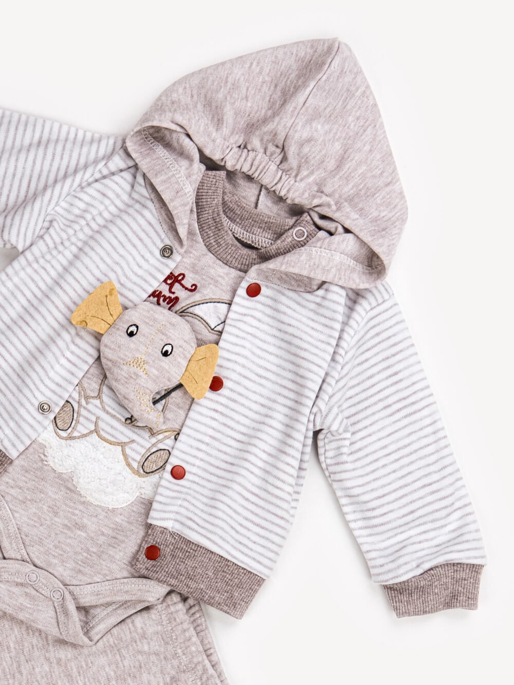 Ensemble 3 Pièces Garçon – Cardigan, Body & Pantalon Éléphant Ensemble 3 Pièces Garçon - Cardigan, Body & Pantalon Éléphant – Image 3