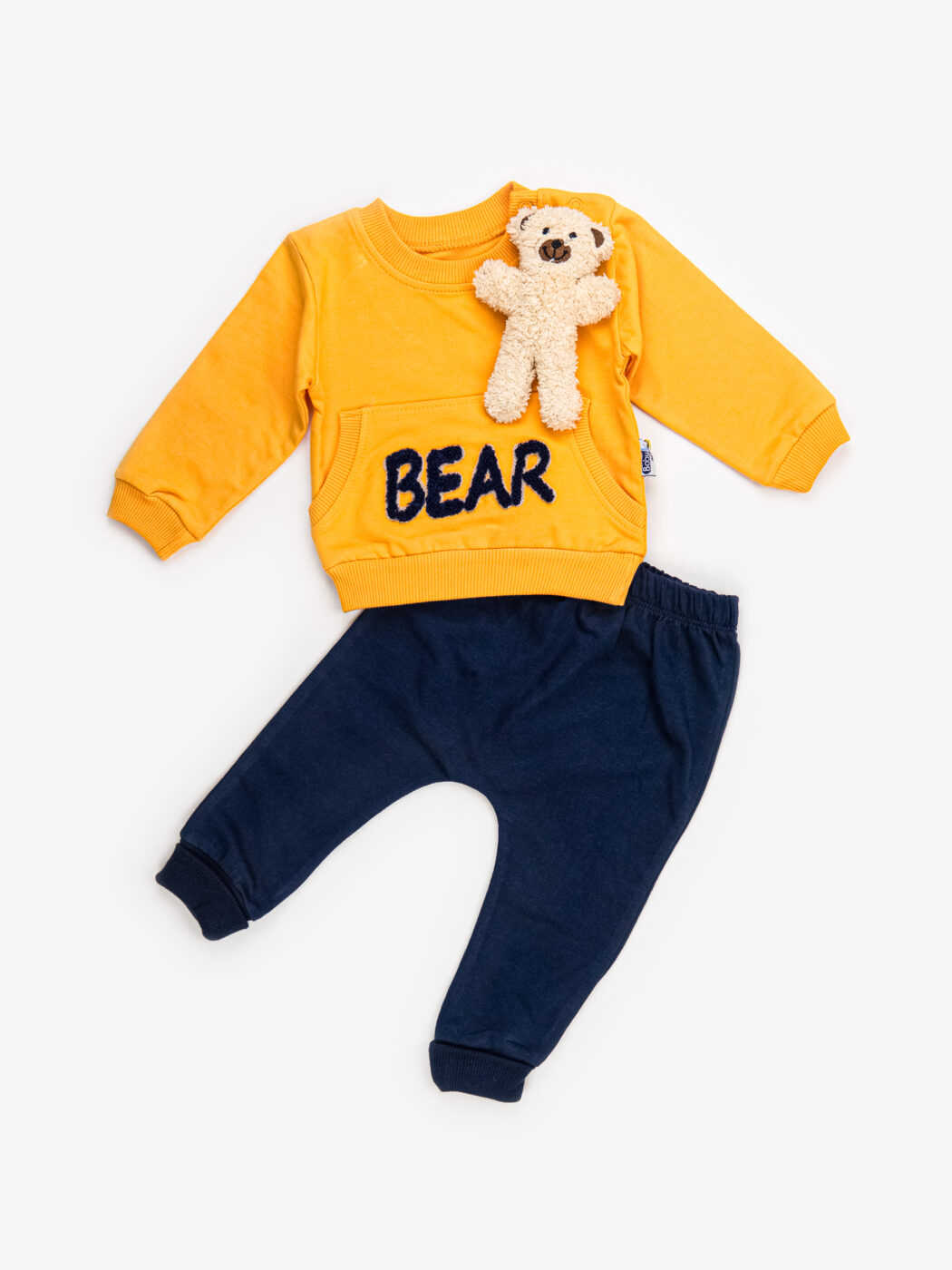 Ensemble 2 Pièces Bébé Garçon – Sweat & Pantalon avec Ours en Peluche