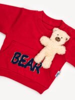 Ensemble 2 Pièces Vêtement Bébé Garçon - Sweat & Pantalon avec Ours en Peluche (Rouge) – Image 5