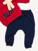 Ensemble 2 Pièces Vêtement Bébé Garçon - Sweat & Pantalon avec Ours en Peluche (Rouge) – Image 4
