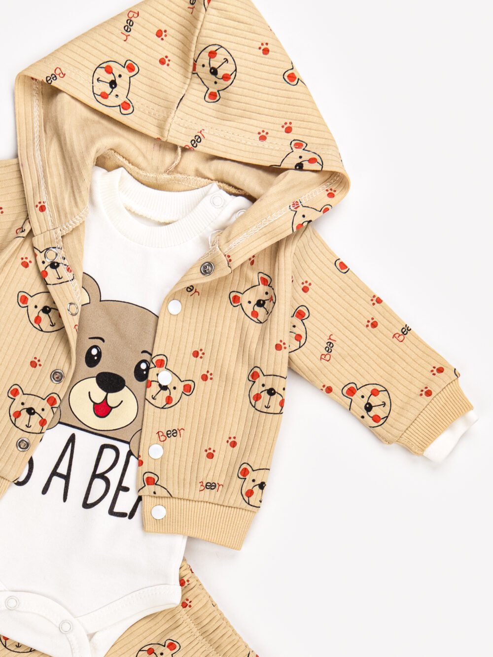 Ensemble 3 Pièces Vêtement bébé Garçon - Veste, Body & Pantalon Ours Amusant – Image 3