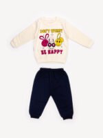 Ensemble 2 Pièces Vêtement bébé Fille - Sweat et Pantalon « Be Happy » (Beige) – Image 5
