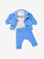 Ensemble 3 Pièces Vêtement bébé Garçon - Costume Élégant avec Noeud Papillon (Bleu) – Image 6