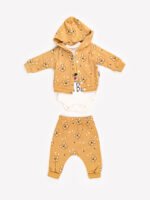 Ensemble 3 Pièces Vêtement bébé Garçon - Veste, Body & Pantalon Ours Amusant (Orange) – Image 5