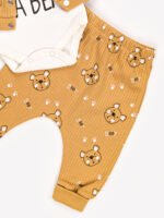 Ensemble 3 Pièces Vêtement bébé Garçon - Veste, Body & Pantalon Ours Amusant (Orange) – Image 4