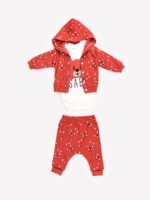 Ensemble 3 Pièces Vêtement bébé Garçon - Veste, Body & Pantalon Ours Amusant (Rouge) – Image 5