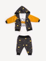Ensemble 3 Pièces Garçon – Veste Noire Motifs Smiley, T-shirt & Body