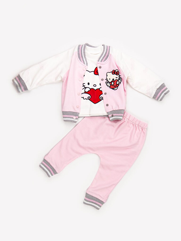 Ensemble 3 Pièces Fille – Veste, T-shirt & Pantalon Hello Kitty