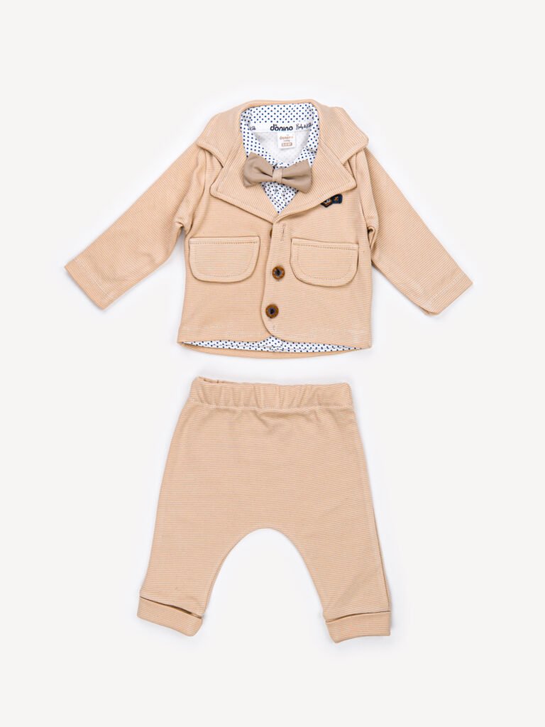 Ensemble 3 Pièces Garçon – Costume Élégant avec Noeud Papillon