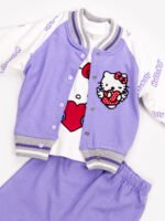 Ensemble 3 Pièces Vêtement bébé Fille - Veste, T-shirt & Pantalon Hello Kitty (Lavande) – Image 2