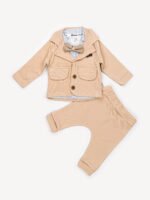 Ensemble 3 Pièces Vêtement bébé Garçon - Costume Élégant avec Noeud Papillon (Beige) – Image 6