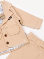 Ensemble 3 Pièces Vêtement bébé Garçon - Costume Élégant avec Noeud Papillon (Beige) – Image 4