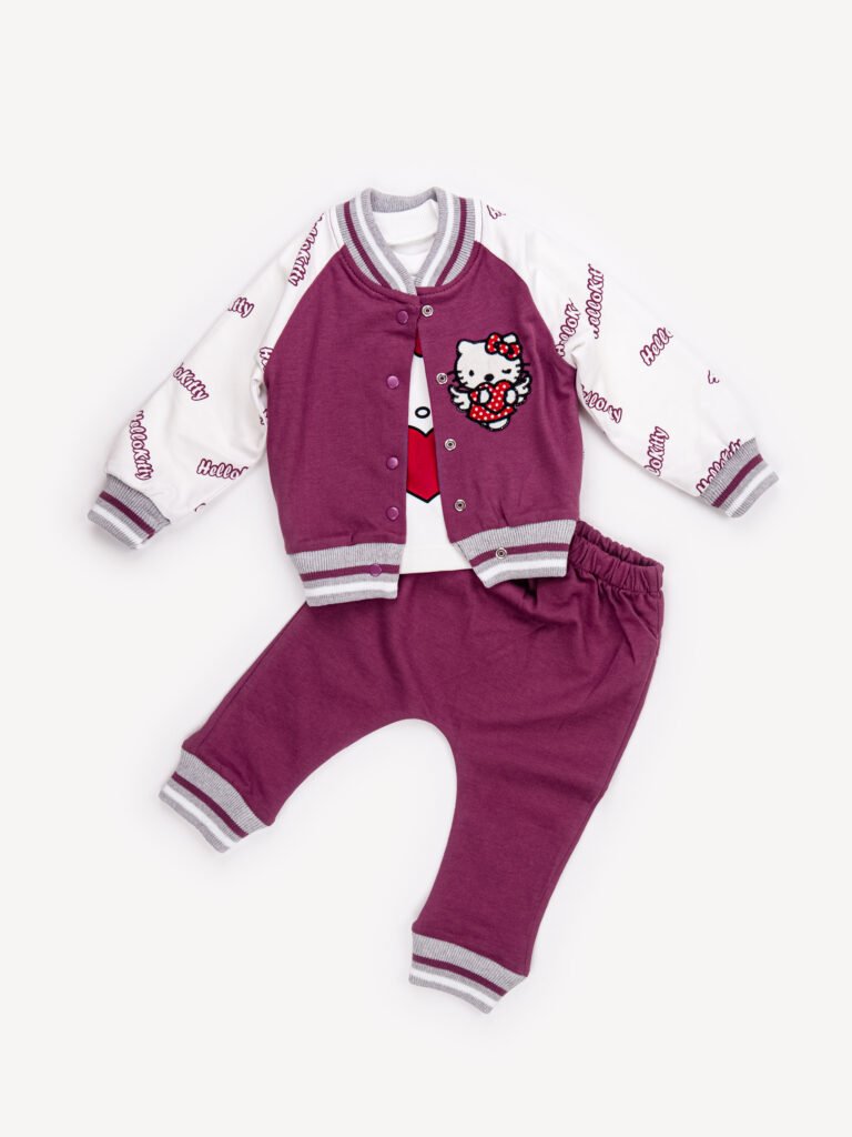 Ensemble 3 Pièces Fille – Veste, T-shirt & Pantalon Hello Kitty