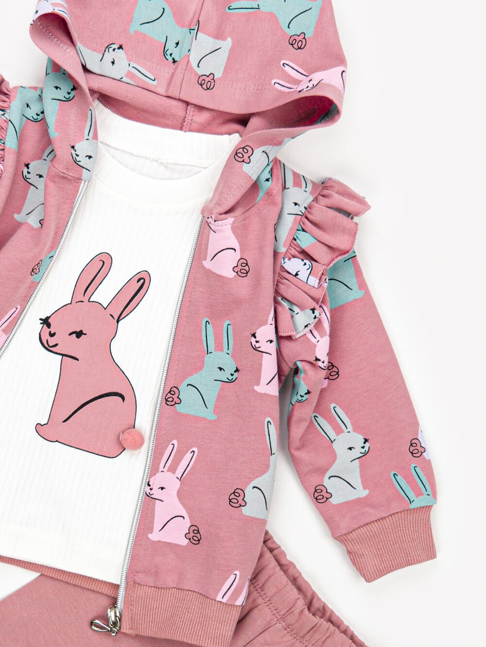 Ensemble 3 Pièces Vêtement bébé Fille - Veste, T-shirt & Pantalon Lapin – Image 3