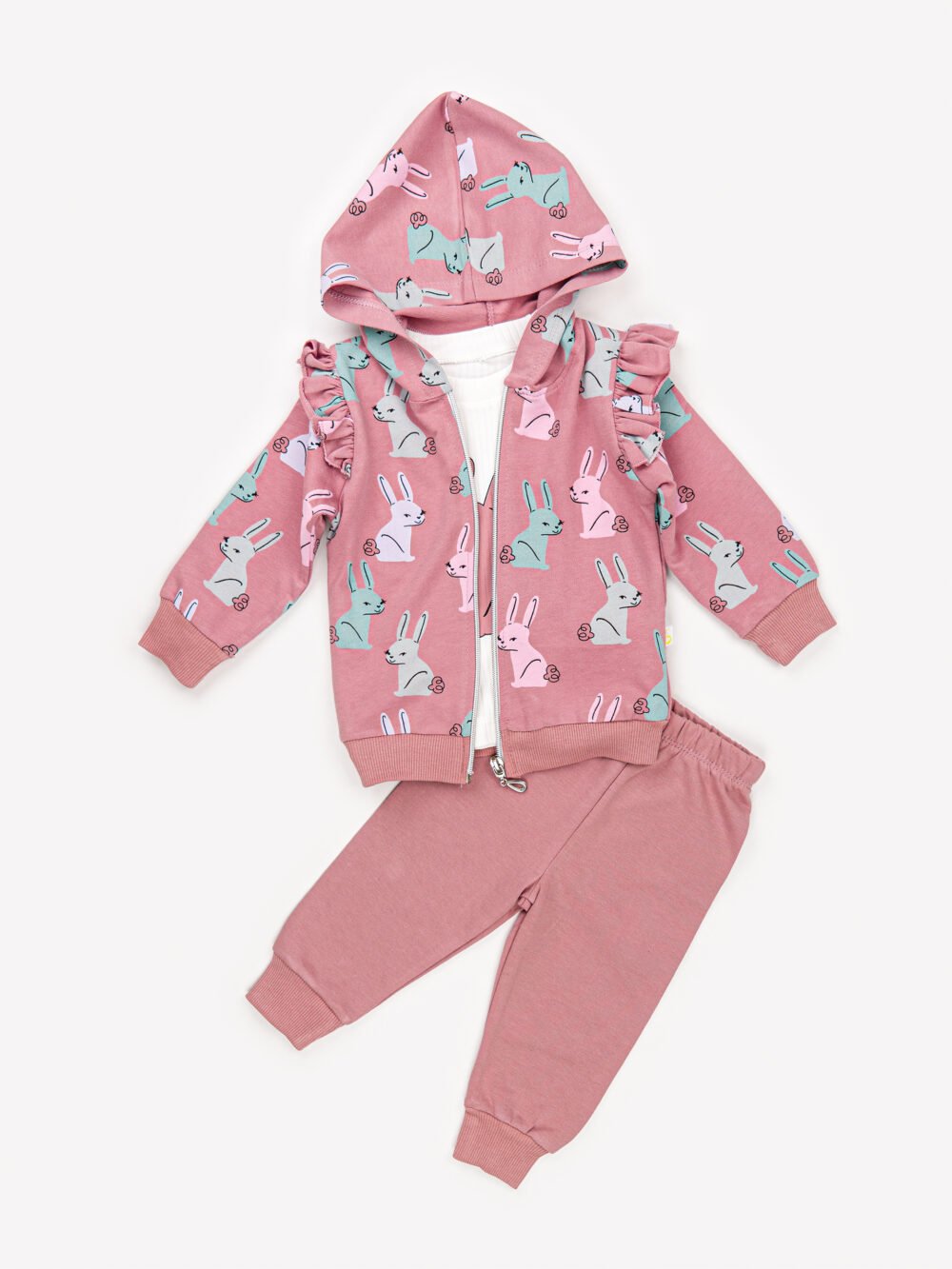 Ensemble 3 Pièces Vêtement bébé Fille - Veste, T-shirt & Pantalon Lapin – Image 2