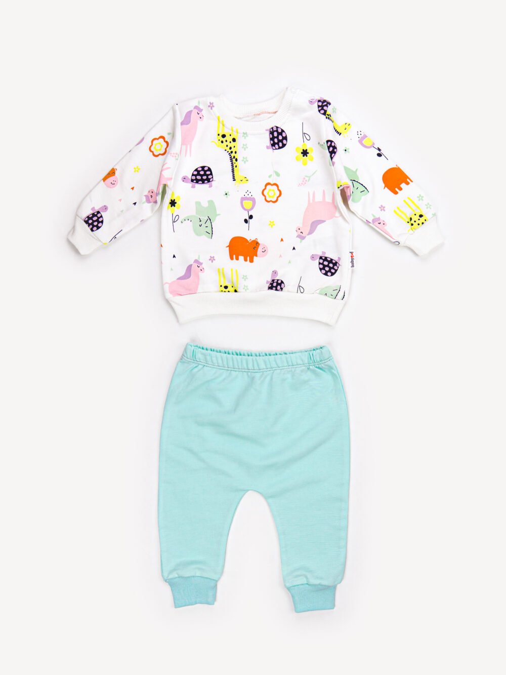 Ensemble Vêtement bébé Fille - Sweat Animaux & Pantalon Lavande/Turquoise Ensemble Vêtement bébé Fille - Sweat Animaux & Pantalon Lavande/Turquoise