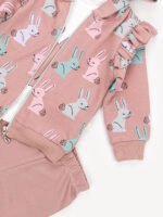 Ensemble 3 Pièces Vêtement bébé Fille - Veste, T-shirt & Pantalon Lapin (Rose Clair) – Image 3