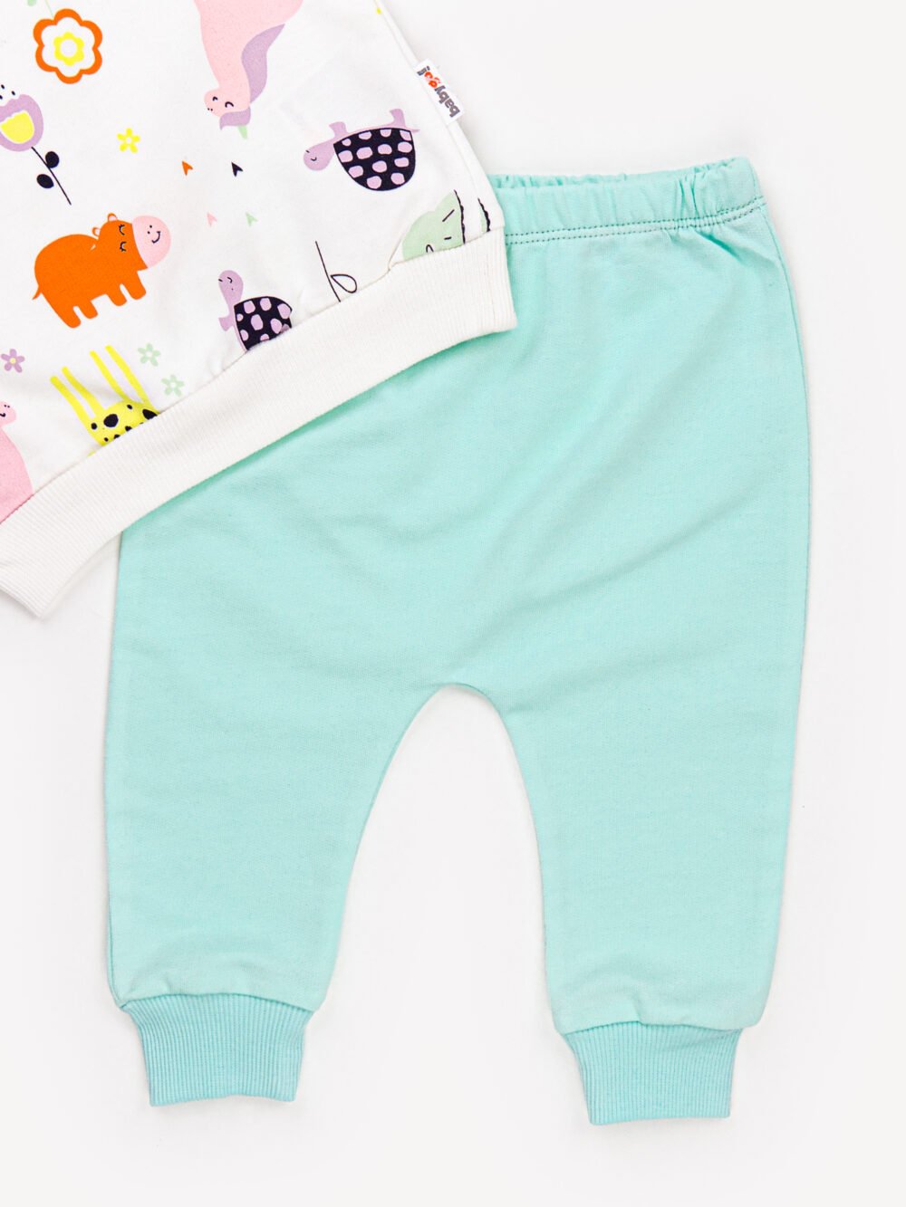 Ensemble Vêtement bébé Fille - Sweat Animaux & Pantalon Lavande/Turquoise – Image 3