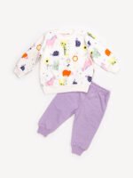 Ensemble Vêtement bébé Fille - Sweat Animaux & Pantalon (Lavande)