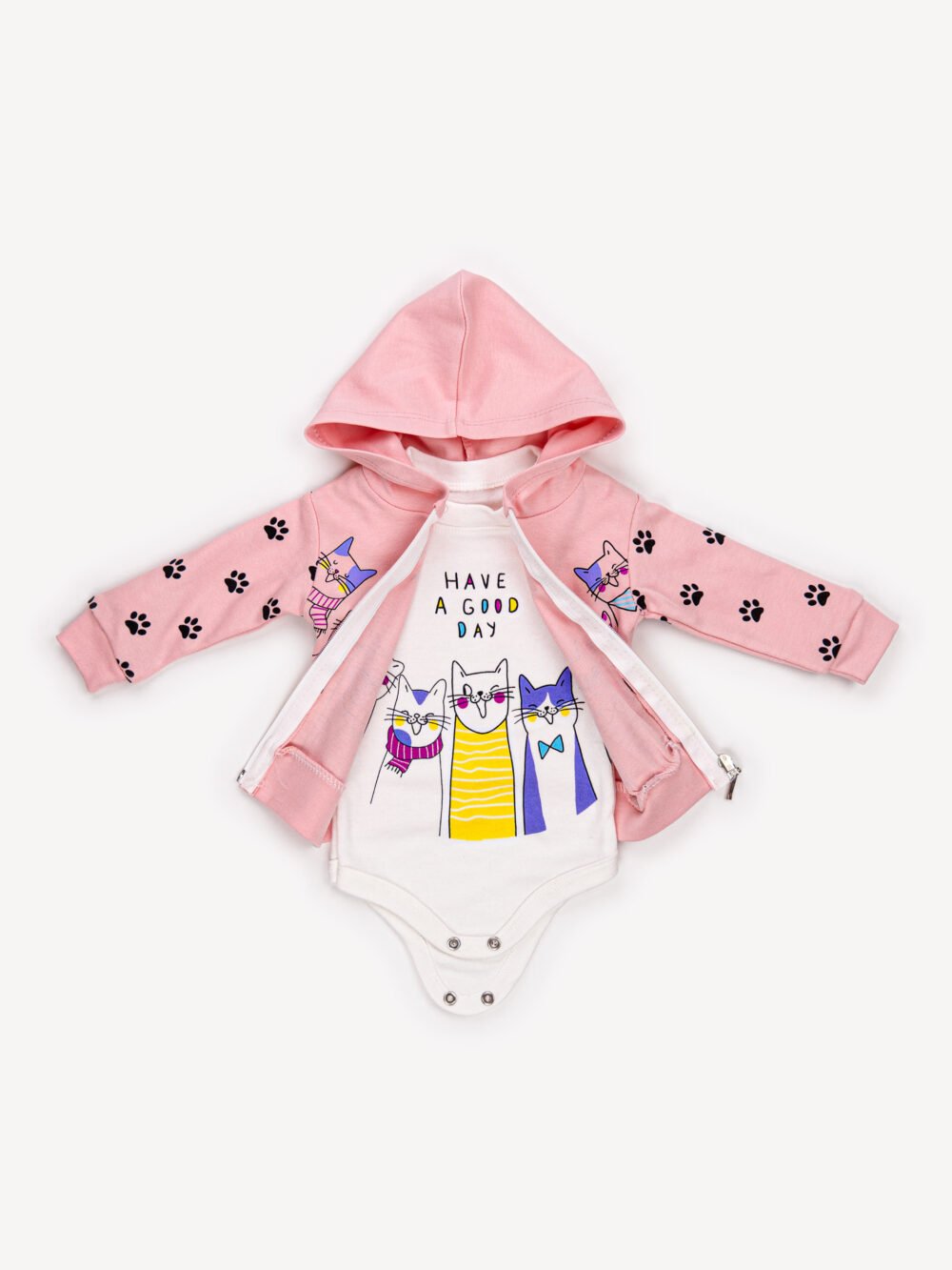 Ensemble 3 Pièces Vêtement bébé Fille - Veste, Body & Pantalon Chat Mignon – Image 7