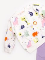 Ensemble Vêtement bébé Fille - Sweat Animaux & Pantalon (Lavande) – Image 4