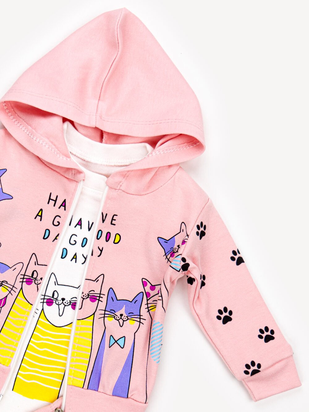 Ensemble 3 Pièces Vêtement bébé Fille - Veste, Body & Pantalon Chat Mignon – Image 4