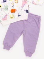 Ensemble Vêtement bébé Fille - Sweat Animaux & Pantalon (Lavande) – Image 3