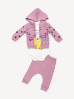 Ensemble 3 Pièces Fille – Veste, Body & Pantalon Chat Mignon