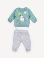 Ensemble 2 Pièces Vêtement bébé Fille - Pull Licorne et Pantalon Douillet (Turquoise) – Image 6