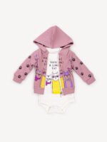 Ensemble 3 Pièces Vêtement bébé Fille - Veste, Body & Pantalon Chat Mignon (Rose) – Image 7