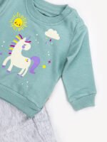 Ensemble 2 Pièces Vêtement bébé Fille - Pull Licorne et Pantalon Douillet (Turquoise) – Image 3