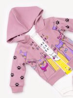 Ensemble 3 Pièces Vêtement bébé Fille - Veste, Body & Pantalon Chat Mignon (Rose) – Image 2