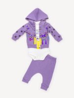Ensemble 3 Pièces Fille – Veste, Body & Pantalon Chat Mignon