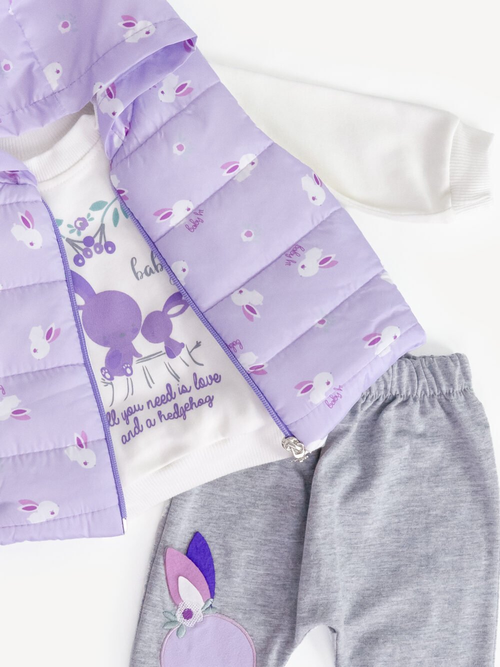 Ensemble 3 Pièces Vêtement Bébé Fille - Douceur Lapin pour Petites Princesses – Image 2