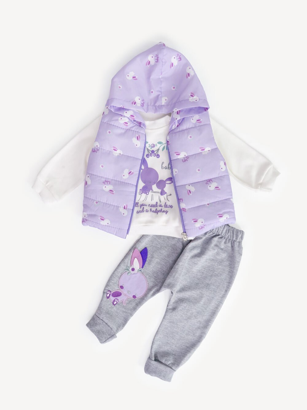 Ensemble 3 Pièces Vêtement Bébé Fille – Douceur Lapin pour Petites Princesses Ensemble 3 Pièces Vêtement Bébé Fille – Douceur Lapin pour Petites Princesses