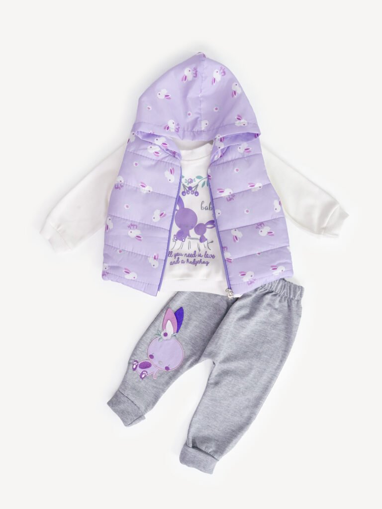 Ensemble 3 Pièces Vêtement Bébé Fille – Douceur Lapin pour Petites Princesses