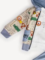 Ensemble 3 Pièces Vêtement Bébé Garçon - Veste Safari, T-shirt & Pantalon "Hey Hi" (Bleu) – Image 3