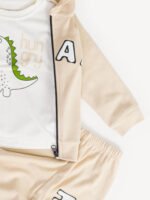 Ensemble 3 Pièces Vêtement Bébé Garçon – Veste « ROAR », T-shirt & Pantalon