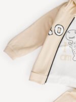 Ensemble 3 Pièces Vêtement Bébé Garçon - Veste "ROAR", T-shirt & Pantalon (Beige) – Image 2